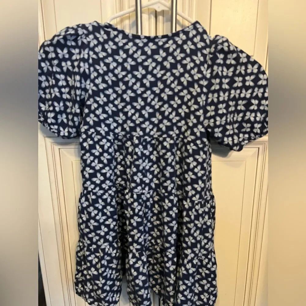 ZARA Girls Trafaluc Blue Layered Butterfly Print Dress Sz 7